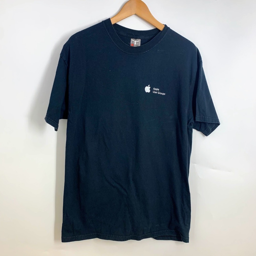 Vintage Hanes Beefy-T Apple User Groups T-Shirt Mens Black Short Sleeve Tee